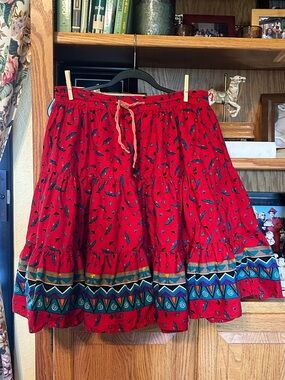 Western wear Rodeo Red Tiered Skirt